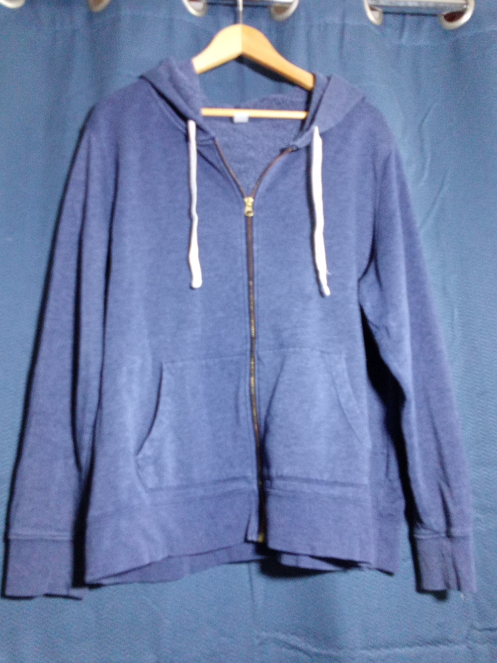 Old Navy Navy Blue Zip-Up Hoodie with White Drawstrings